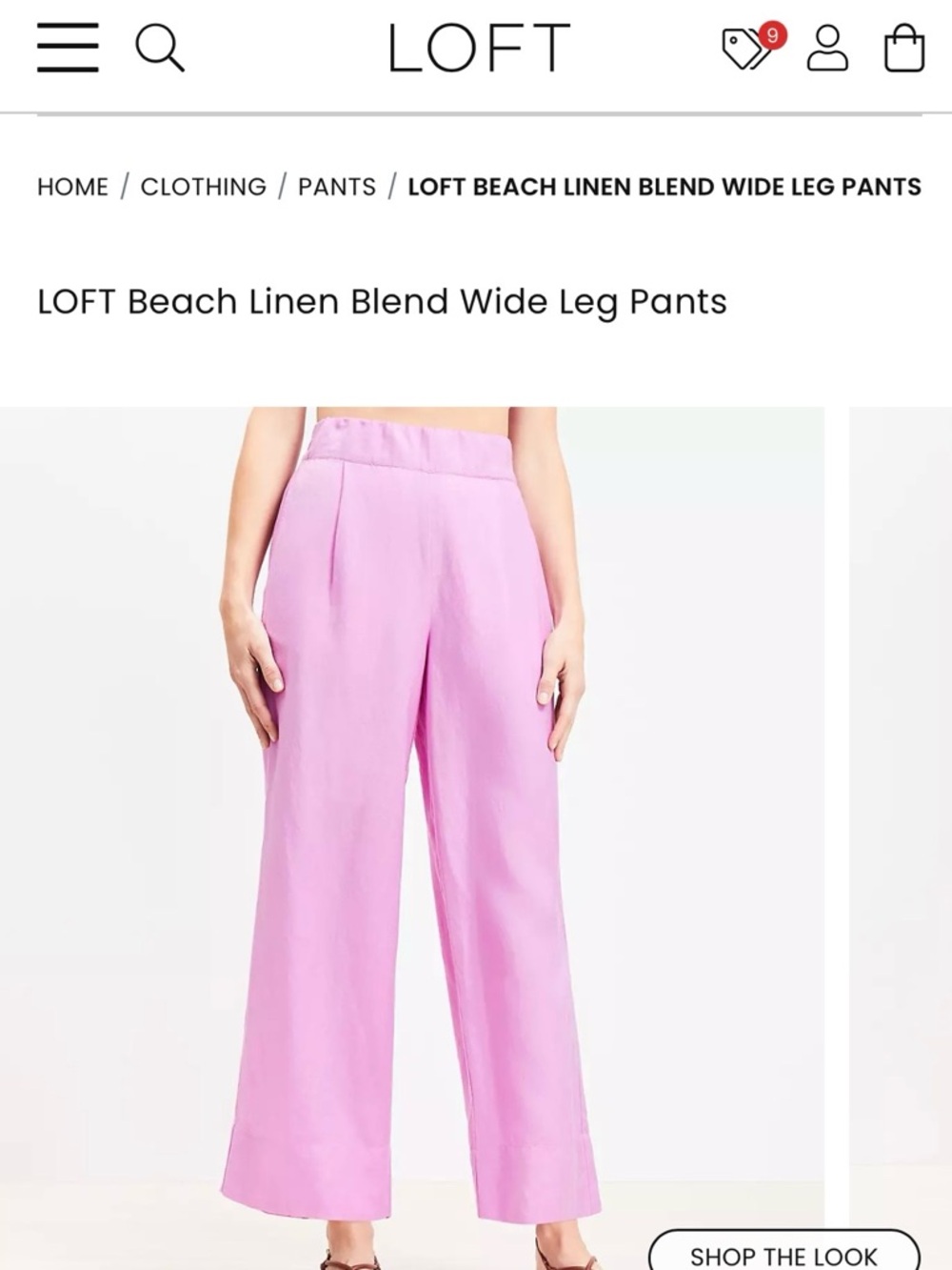 LOFT Wide Leg Linen-Blend Pants in Light Pink